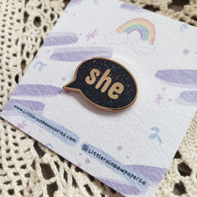 Load image into Gallery viewer, Speech Bubble He/She/They Pronoun Pins
