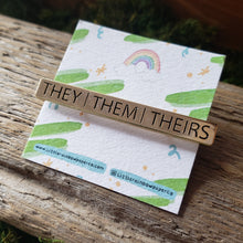 Load image into Gallery viewer, Gold Bar He/She/They Pronoun Pins