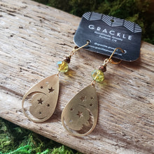 Load image into Gallery viewer, Moon Drop Brass Earrings