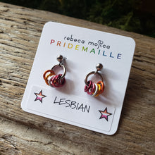 Load image into Gallery viewer, Tiny Chainmail Pride Flag Earrings