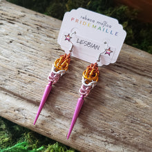 Load image into Gallery viewer, Chainmail Lesbian Spike Earrings