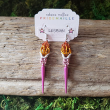 Load image into Gallery viewer, Chainmail Lesbian Spike Earrings