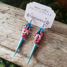 Load image into Gallery viewer, Chainmail Transgender Spike Earrings
