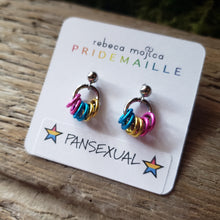 Load image into Gallery viewer, Tiny Chainmail Pride Flag Earrings
