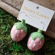 Load image into Gallery viewer, Hand Felted Chunky Strawberry Earrings