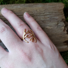 Load image into Gallery viewer, Bronze Adjustable Antler Ring