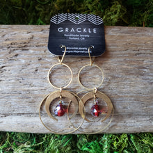 Load image into Gallery viewer, Moon & Hoop Brass Earrings