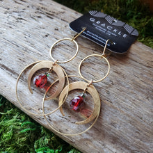 Load image into Gallery viewer, Moon & Hoop Brass Earrings
