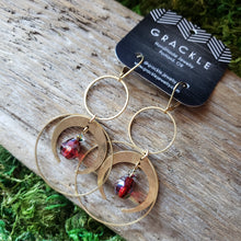 Load image into Gallery viewer, Moon & Hoop Brass Earrings
