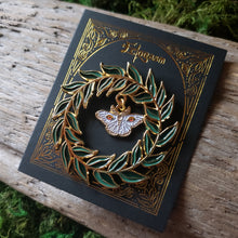 Load image into Gallery viewer, Wreathed Moth Charm Enamel Pin