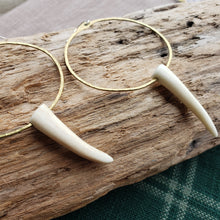 Load image into Gallery viewer, Handmade Brass & Antler Tip Hoop Earrings