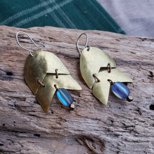 Load image into Gallery viewer, Handmade Brass & Labradorite Earrings