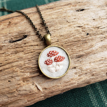 Load image into Gallery viewer, Tiny Embroidered Amanita Mushroom Necklace