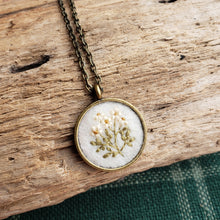 Load image into Gallery viewer, Tiny Embroidered White Wildflower Necklace
