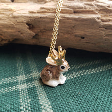 Load image into Gallery viewer, Porcelain Jackalope Pendant