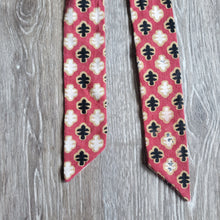Load image into Gallery viewer, Upcycled Long Ribbon Scrunchie (Red and Black Print)