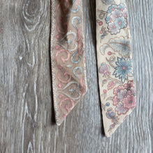 Load image into Gallery viewer, Upcycled Long Ribbon Scrunchie (Tan Floral Print)
