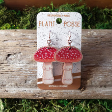 Load image into Gallery viewer, Amanita Muscaria Mushroom Wooden Earrings