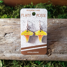 Load image into Gallery viewer, Chanterelle Mushroom Wooden Earrings