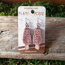 Load image into Gallery viewer, Morel Mushroom Wooden Earrings