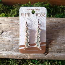 Load image into Gallery viewer, Rosemary Sprig Wooden Earrings