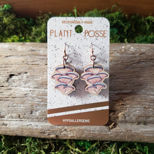 Load image into Gallery viewer, Oyster Mushroom Wooden Earrings