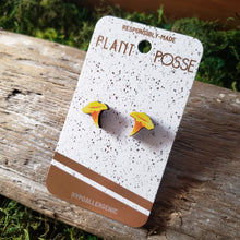 Load image into Gallery viewer, Chanterelle Mushroom Wooden Stud Earrings