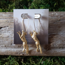 Load image into Gallery viewer, Brass Fox Dangle Earrings