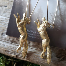 Load image into Gallery viewer, Brass Fox Dangle Earrings