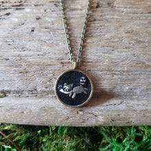 Load image into Gallery viewer, Tiny Embroidered Raccoon Necklace
