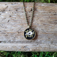 Load image into Gallery viewer, Tiny Embroidered Bird Skull Necklace