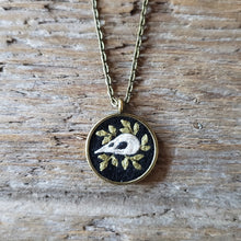 Load image into Gallery viewer, Tiny Embroidered Bird Skull Necklace