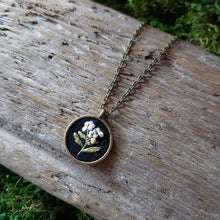 Load image into Gallery viewer, Tiny Embroidered Pansy Necklace