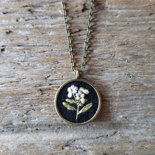 Load image into Gallery viewer, Tiny Embroidered Pansy Necklace