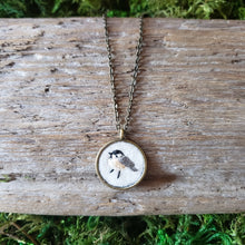 Load image into Gallery viewer, Tiny Embroidered Chickadee Necklace