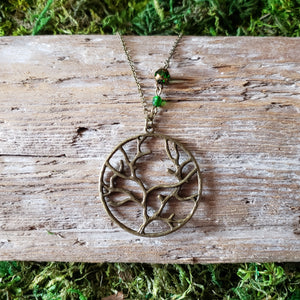 Brass Tree Medallion Necklace