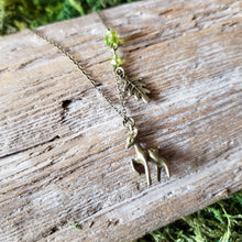 Load image into Gallery viewer, Tiny Brass Woodland Deer Necklace