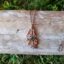 Load image into Gallery viewer, Copper Emerald Oak Leaf Necklace