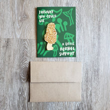 Load image into Gallery viewer, "Morel Support" Mushroom Wooden Magnet + Greeting Card