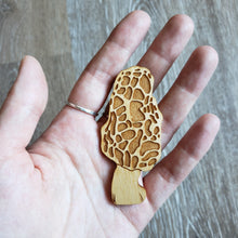 Load image into Gallery viewer, "Morel Support" Mushroom Wooden Magnet + Greeting Card