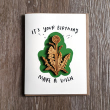 Load image into Gallery viewer, "Birthday Wish" Dandelion Wooden Magnet + Greeting Card