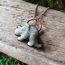 Load image into Gallery viewer, Labradorite Triceratops in Copper Pendant