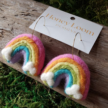 Load image into Gallery viewer, Hand Felted Chunky Rainbow Earrings