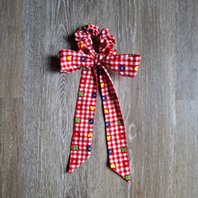 Load image into Gallery viewer, Upcycled Long Ribbon Scrunchie (Red Gingham)