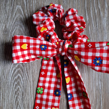 Load image into Gallery viewer, Upcycled Long Ribbon Scrunchie (Red Gingham)