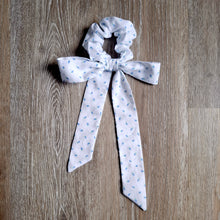Load image into Gallery viewer, Upcycled Long Ribbon Scrunchie (Dainty Blue Floral)