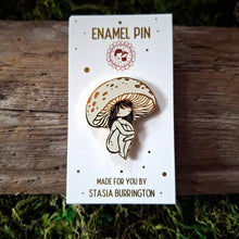 Load image into Gallery viewer, White Amanita Mushroom Girl Enamel Pin