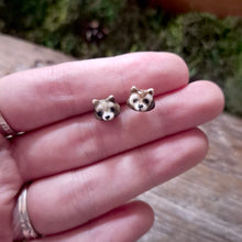 Load image into Gallery viewer, Porcelain Raccoon Stud Earrings