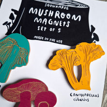 Load image into Gallery viewer, Wooden Mushroom Magnets (set of 5)