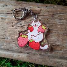 Load image into Gallery viewer, Strawberry Cat Double-sided Keychain
